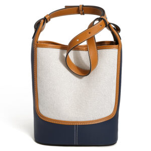 Leather Canvas Bucket Bag