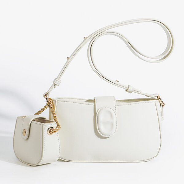 handbag set with metal chain beige