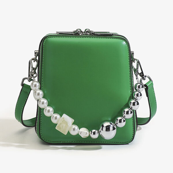 Crossbody Bag with acrylic bead green