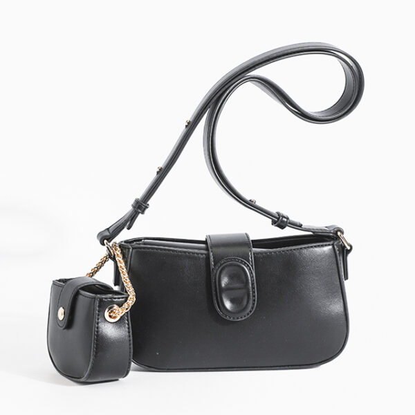 handbag set with metal chain black