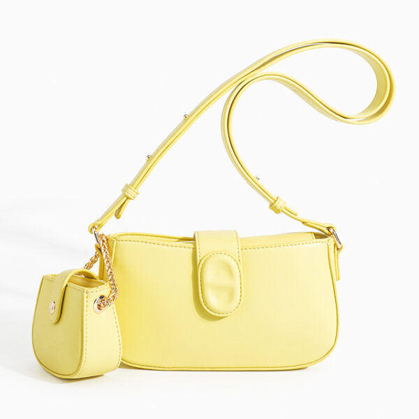 handbag set with metal chain yellow