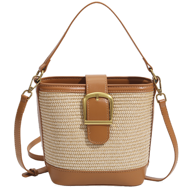 bags design and bags manufacturing Straw Woven Bucket Bag