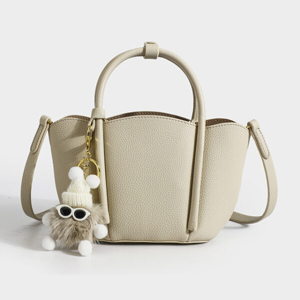 tote bag with cute doll beige