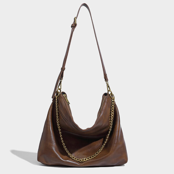 brown hobo bag with chain