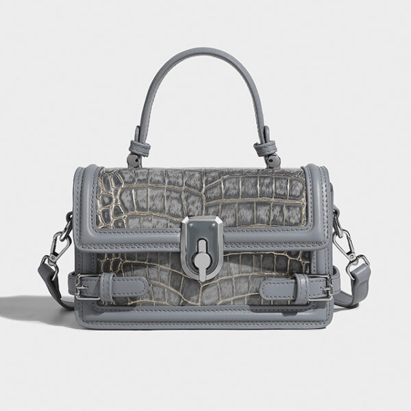 blue Croc Embossed Crossbody Bag